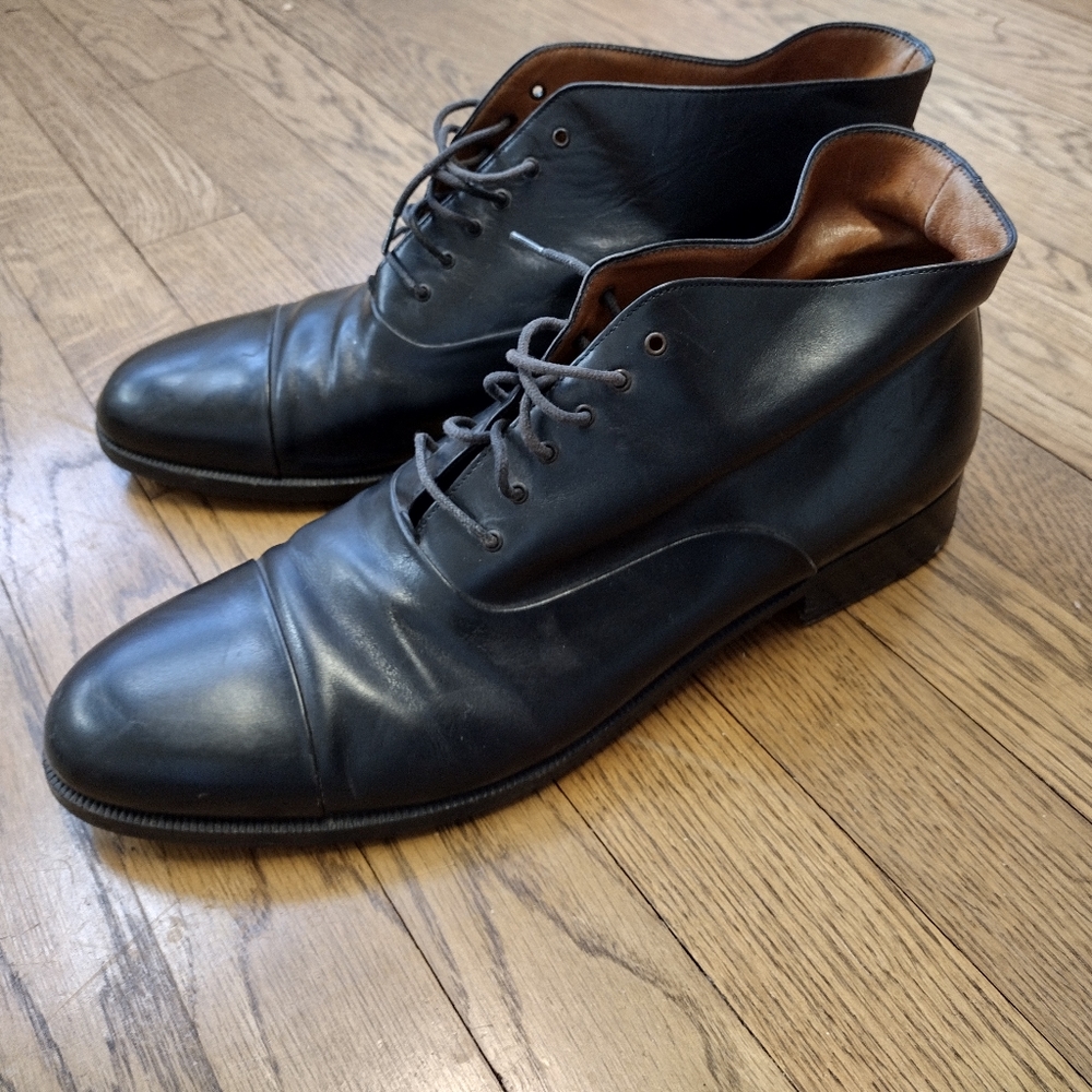 Used  Salvador Ferragamo cap toe. Size 12 boot. Good... to very good condition.